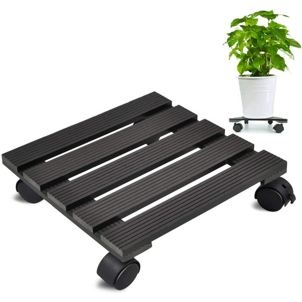 OAK LEAF Plant Caddy with Wheels Plant Mover for Indoor Outdoor Square Wood with 360 Rotating Caster and Lockable Wheels 12 Inch 2-Pack Plant Stand Plant Dolly Garden 